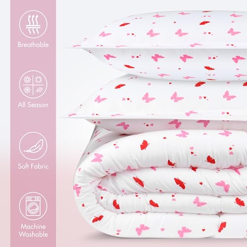 Utopia Bedding All Season Butterfly Comforter Set with 2 Pillow Cases, 3 Piece Soft Brushed Microfiber Kids Bedding Set for Boys/Girls, Machine Washable (Twin)