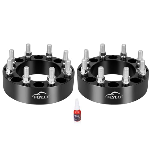 FLYCLE 8x6.5 to 8x180 Wheel Adapters 2 inch 8x165.1mm to 8x180mm Wheel Adapter with M14x1.5 Studs for 1999-2010 Silverado Sierra 2500 3500 HD
