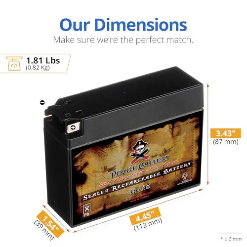 Image of Pirate Battery YTX4B-BS 12 V 40 CCA AGM - Maintenance-Free 2 Ah Battery for Scooter, Pocket Bike, Mini ATV - Tab Terminal - Fits Yamaha Zuma 50, Honda Metropolitan, Razor Pocket Mod