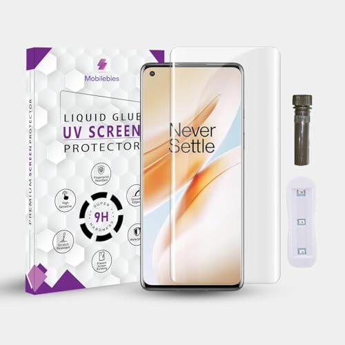 Image of Advanced HD+ UV Tempered Glass Screen Protector For Oneplus 8 Pro (6.78 Inch, Pack of 1) Full Adhesive UV Curved Screen Guard, Case Friendly with installation kit