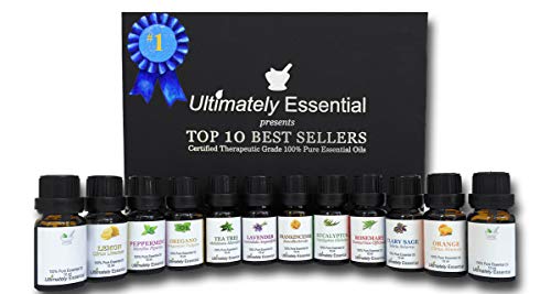 Essential Oils Top 10 Gift Set Kit 10ml 2 Empty 2 Blend100% Pure Therapeutic Frankincense Clary Sage Lavender Peppermint Rosemary Essential Oils Top 10 Gift Set Kit 10ml 2 Empty 2 Blend100% Pure Therapeutic Frankincense Clary Sage Lavender Peppermint Rosemary