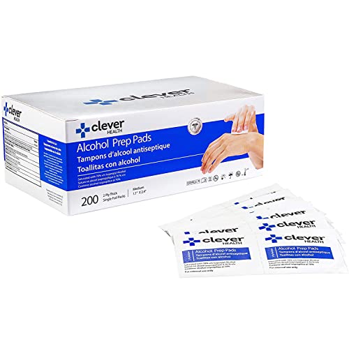 Alcohol Prep Pads | Medium 2-Ply - 200 Alcohol Wipes, Individually Wrapped Cotton Swabs | Disposable | Sterile, Saturated With 70% Alcohol #TOP3