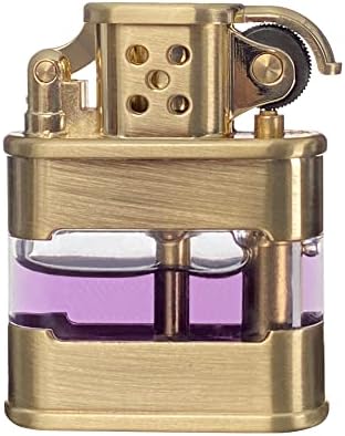 Windproof Pipe Lighter Fluid Refillable with Creative Transparent Bottle, Cool Classic Kerosene Lighters, Reusable Vintage/Antique/Classic Lighter, Unique Birthday Gifts for Men Dad Husband (Gold)