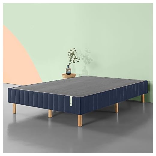Zinus Justina Quick Snap Standing Mattress Foundation / Platform Bed / No Box Spring Needed / Navy, King