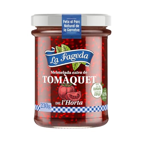 Mermeladas LA FAGEDA: Fresa, Frutas del Bosque, Higo, Melocotón, Pera y Tomate – 230g Cada Una – Sin Gluten y Naturales (Mermelada de Tomate)