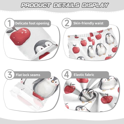 Girls Leggings Penguin Apples White Kids Length Leggings Pants Toddler Athletic Soft Tights Trousers 4T3