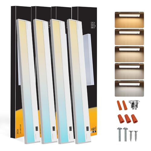 Ansen 4Packs of Under Cabinet Lighting Hardwired, 48IN 26W 1720LM, Dimmable Led Light for Kitchen/Bar/Closet, CRI>92, R9>90, 5 Color Temperature, 2700K-5000K(Warm White, Cool White, Daylight)