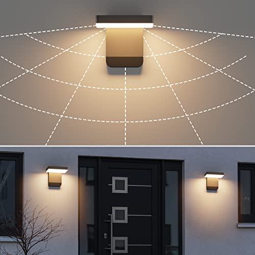 Ralbay 24W Led Outdoor Wall Lights 3000K 1540Lm Modern Led Porch Light, Exterior Outdoor Wall Outdoor Lamp Black, Ip65 Rainproof Wall Light For Corridor Balcony Garage Garden(Rectangle) #TOP1