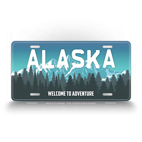 Alaska Welcome to Adventure License Plate Mountain Scene AK Auto Tag