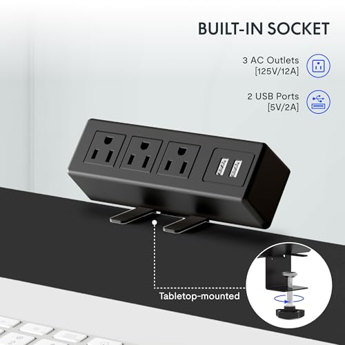 Image of FLEXISPOT EN2 Whole-Piece Standing Desk with Clamp Power Strip, 40 x 24'' Electric Stand Up Height Adjustable Desk with Cable Management (Black Frame + 40 inch Black Top)