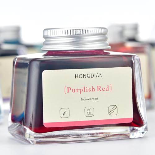 Image of Hongdian Fountain Pen Bottled Ink Purplish Red Color, 60ml Non Carbon Inkwell Bottle, Artist Calligraphy Ink