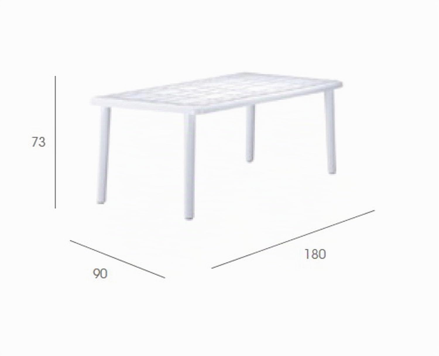 RESOL Sevilla Mesa Jardín Comedor Exterior 180x90 Rectangular | 6 ó 8 Personas | Ligera, con Agujero Central para Sombrilla | Protección UV para Uso en Patio, Terraza o Porche - Color Blanco