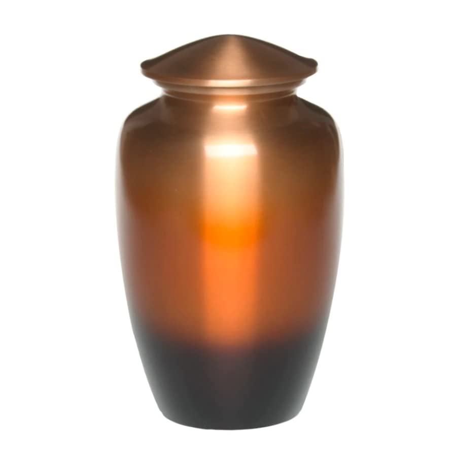 Adult Cremation Urn for Human Ashes - Orange Alloy Cremation Urn with Ombre Design - Adult Size - Orange - 200 cu. in.