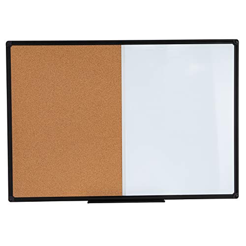 Dexboard Combination Board Magnetic Dry Erase Board & Corkboard,24''X36'' Combo Board,Wall Mounted Decorative Hanging Pin Board, Black Frame #TOP2