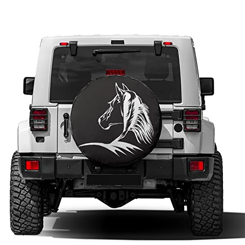 Image of Delerain Spare Tire Cover Black White Horse Wheel Covers Waterproof Dust-Proof UV Sun Universal Fit for RV Trailer RV SUV Truck and Many Vehicle (17 Inch for Diameter 31 inch-33 inch)
