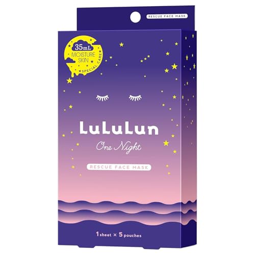 Lululun Skin Care Face Mask for Dry Skin 5EA Hydrating Face Mask Skincare with Lavender& Vitamin E Japanese Moisturizing Facial Mask & Sheet Mask for Hydration & Sensitive Skin ONENIGHT MOIST