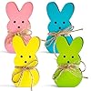 4 Pack Easter Day Bunny Peeps Table Decorations 46×24 Inches Cute Wooden Rabbit Tiered Tray Tabletop Centerpieces Rustic Farmhouse Sign Basket Gifts Decor