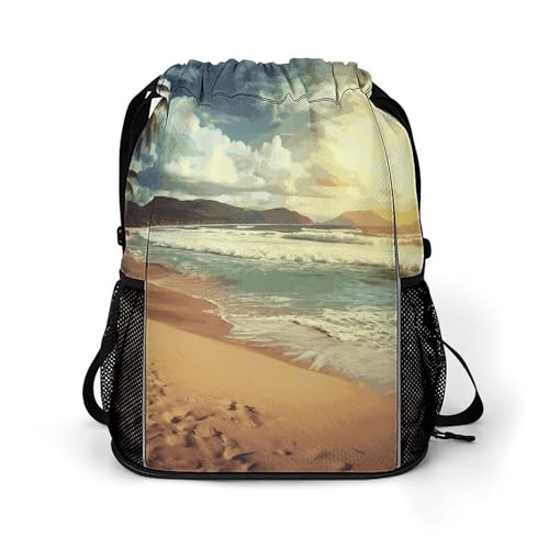 Sac à dos cordon coucher de soleil léger et grand format pour homme et femme