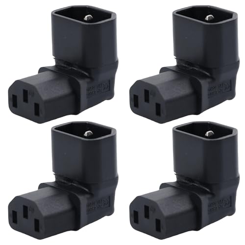 WIYETY C14 auf C13 Netzadapter: 4 Stück IEC-Stecker C14 auf C13-Buchse, IEC 320 Stecker C14 auf 90 Grad ACH unten rechtwinklig Buchse C13, Netzkabel 3 Pin 250V 10A Sockel für PDU Computer HDTV