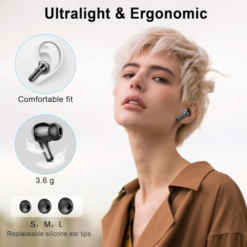 Image of Wireless Earbuds, Bluetooth 5.4 Headphones 3D Bass Hi-Fi Stereo Ear Buds, 4 ENC Noise Cancelling Mic, 40Hrs USB-C in-Ear Earphones, IP7 Waterproof Workout Sport for Laptop Pad Android iOS, Black
