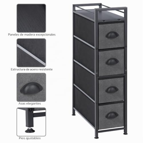 Cómoda vertical delgada con 4 cajones para un almacenamiento amplio 5
