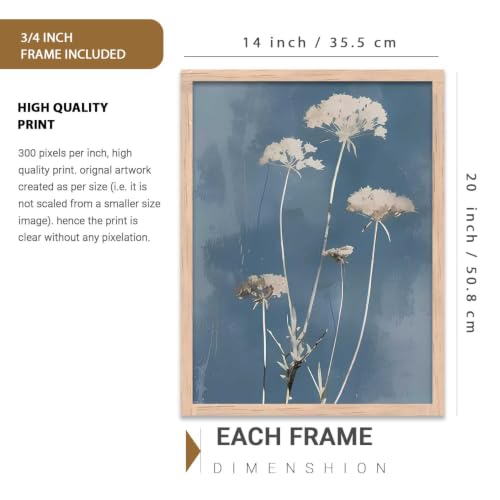 Image of kotart Floral Art Home Decoration For Wall Decor | Aesthetic Paintings With Frame For Living Room Bed Room Hotel Wall Decor Digital Reprint Set of 3 (14x20 Inch)