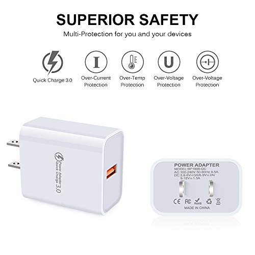 Android Charger, Fast Phone Charger Android Fast Charging Plug Wall Charger Rapid Micro Usb Charger Cable Compatible For Samsung Galaxy S7,S6,J8,J7,J3V, Lg Stylo 2 3 Plus,Moto G5,G5 Plus,E5 Play E6 E4 #TOP4