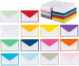 140 Mini Envelopes with White Blank Note Cards, Mini Envelopes 4"x 2.7"