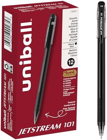 uniball™ Jetstream 101 Ballpoint Pens, Medium Point (1.0mm), Black, 12 Pack