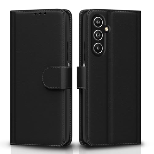 Image of Pikkme Samsung Galaxy F54 / M54 5G Flip Cover Leather Finish | Inside TPU with Card Pockets | Wallet Stand and Shock Proof | Complete Protection Flip Case (Black)