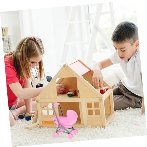 Kisangel Mini Puppenwagen für Puppenhaus Simulierter Kinderwagen Zubehör für Kreative Rollenspiele Stabil und Langlebig aus Hochwertigem für Realistische Puppenhausdekoration – Bild 3