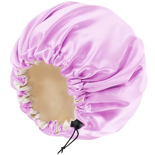 Edoneery Satin Bonnet for Sleeping Women, Double Layer Adjustable Sleep Cap