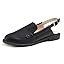 Black Litchi Vegan Leather Slingback Buckle