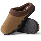 HomeIdeas Men's House Woolen Fabric Memory Foam Slippers, Cozy Bedroom Indoor/Outdoor Slip on Shoes