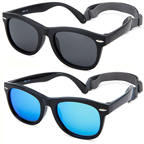 Hycredi Flexible Polarized Baby Sunglasses with Strap for Newborn Infant Boys Girls Age 0-24 Months，100% UV Protection - Main Image