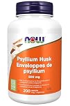 NOW Supplements, Psyllium Husk Caps 500 mg, Natural Soluble Fibre, Intestinal Health*, 200 Veg Capsules
