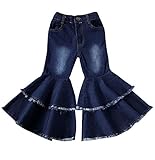 Dramom Toddler Little Baby Girls Bell Bottoms Jeans Flare Pants Denim Leggings Trousers (Y Denim...