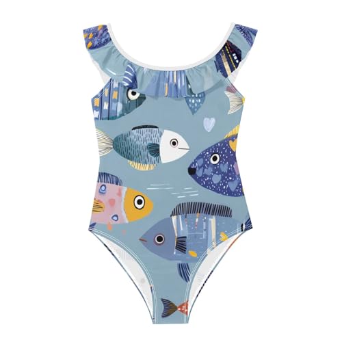 Traje de baño para niña de dibujos animados de peces bañador infantil de playa transpirable