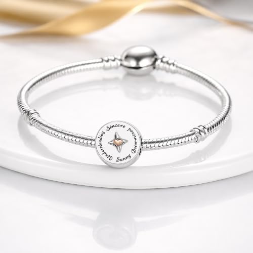 Charm brújula corazón plata colgante compatible pulseras abalorios mujer bead 5