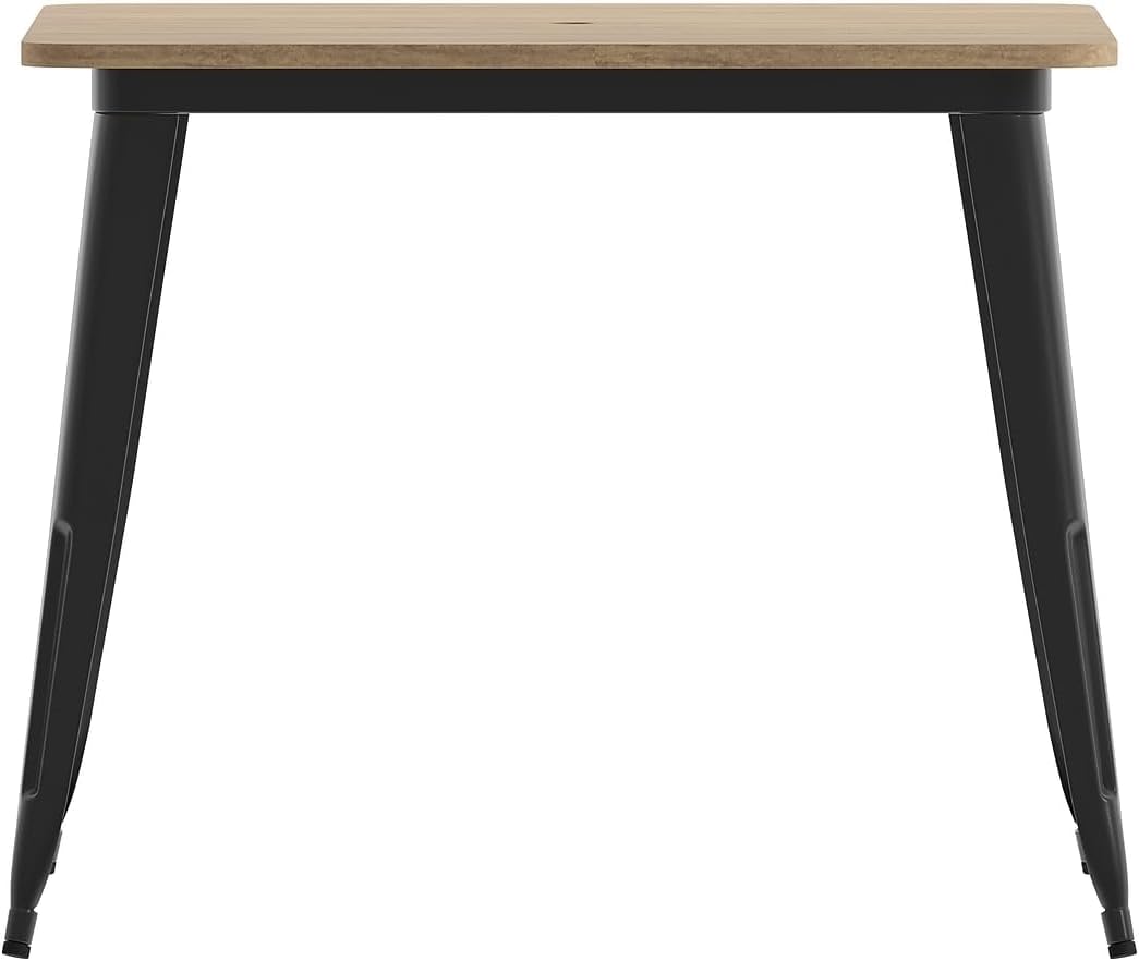 Flash Furniture Declan Commercial Outdoor Dining Table with Umbrella Hole, All Weather Poly Resin Top and Steel Base, 36" Square, Brown/Black