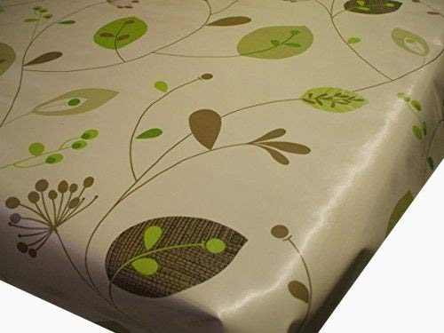 Karina Home Leaves & Stems on Natural PVC Vinyl Oilcloth Tablecloth (140cm x 140cm)