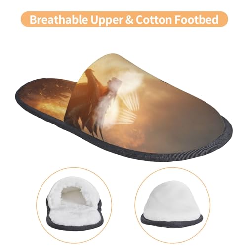 Castle Cool Fire Dragon Print Women Slippers Home Furry Shoes Keep Men Couples Shoes Warm For Women-4