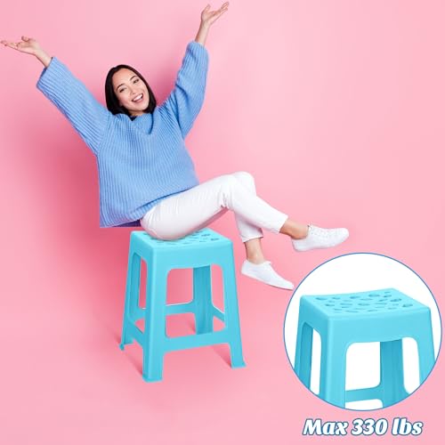 Image of TURSTIN 6 Pack Plastic Stools 16.9 Inch 6 Macaron Colored Nesting Stools Portable Backless Bar Stool Flexible Seating Chairs for Classroom Office Home