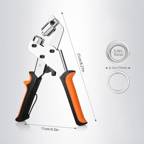 Senmai Tools Eyelet Press Set including Eyelets (300pcs 10 mm Diameter), Magnetic Eyelet Press for PVC Banners tarpaulins - Image 2