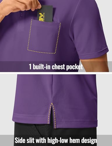 Image of Rdruko Men's Polo Shirts Short Sleeve Quick Dry Outdoor Golf Sports Shirts with Pocket