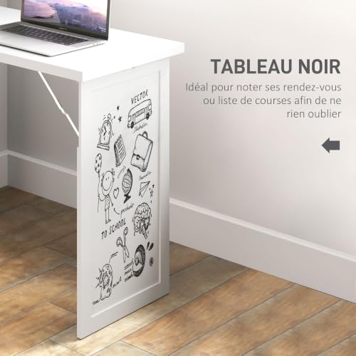 HOMCOM Bureau Informatique avec Bibliothèque, 98x51x153cm, Blanc – vue 6