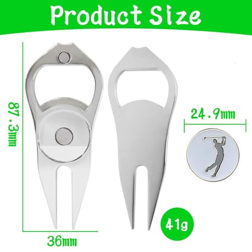 COYUN Pitchgabel Golf, Golf Unisex Double Prong Pitchgabel Mit Herausnehmbarem Marker, Werkzeug Zur Pflege Von Pitchmarken Auf Dem Golfplatz, Golf Reparatur Pitchgabel Tragbar, Golf Zubehör