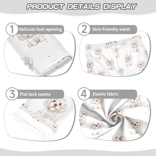 Puppy White Dogs Pattern Girls Leggings Soft Comfortable Athletic Leggings Dancing Pants for 4-10 Years3