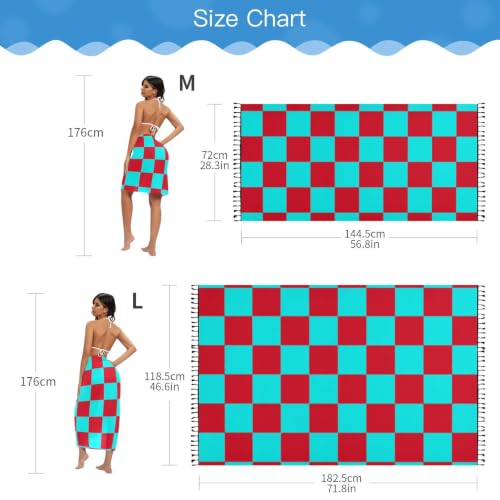 Pareo de traje de baño escocés cian rojo casual como vestido de playa 7