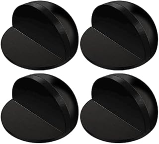 4 Pieces Stainless Steel Floor Door Stopper Oval Adhesive Door Stop with Adhesive Pads No Need to Drill, Black